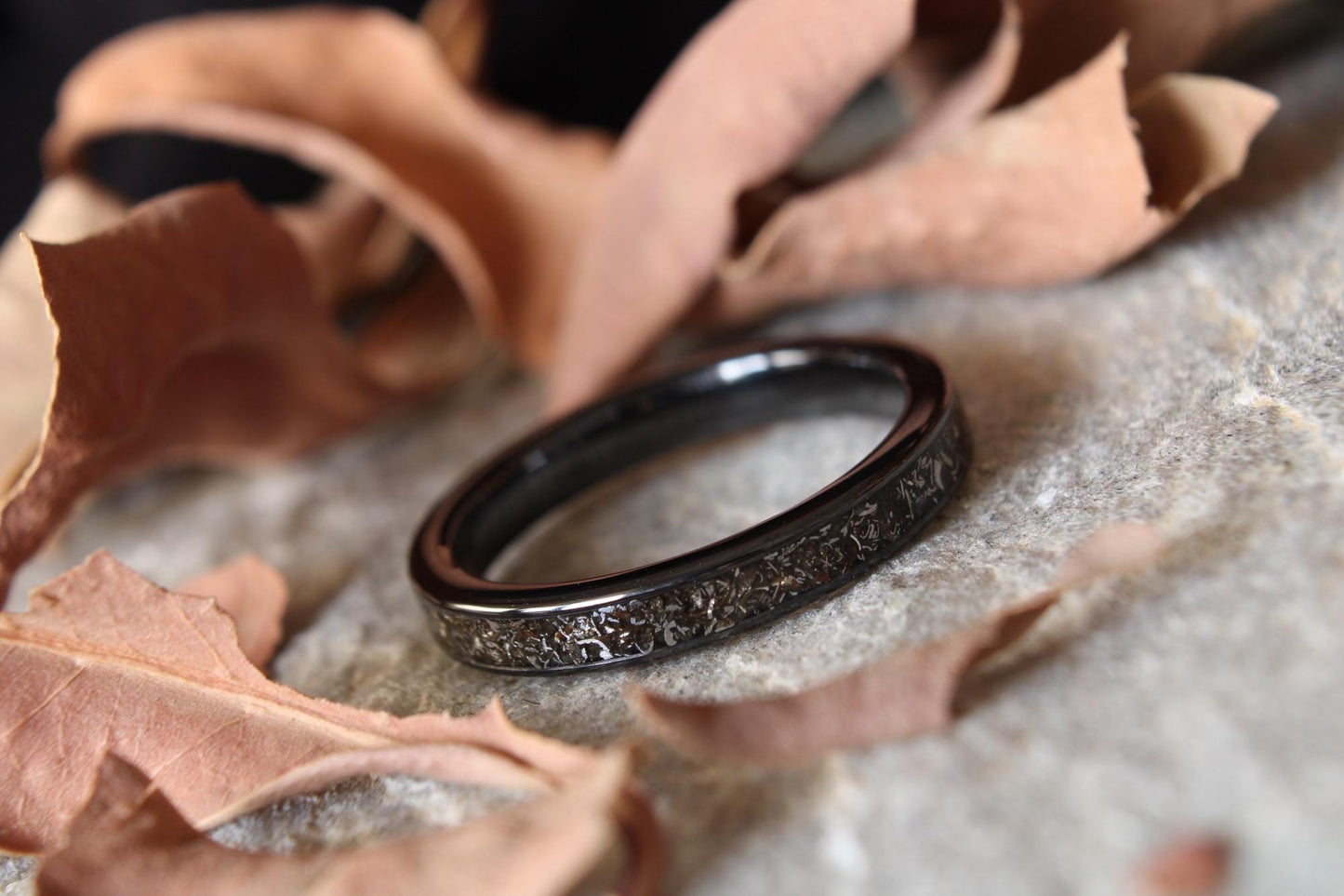 Real Meteorite Titanium Carbide Engagement Ring, Bespoke Wedding Band