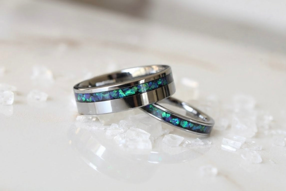 Opal ring collection.