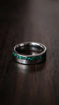 Green Opal Tungsten Engagement Ring Wedding Band