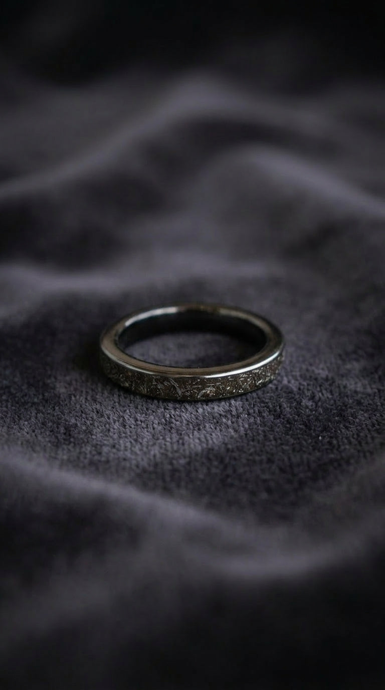 Real Meteorite Titanium Carbide Engagement Ring, Bespoke Wedding Band
