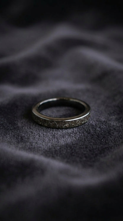 Real Meteorite Titanium Carbide Engagement Ring, Bespoke Wedding Band