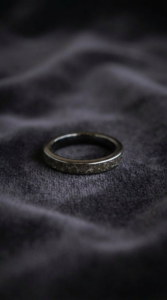 Real Meteorite Titanium Carbide Engagement Ring, Bespoke Wedding Band