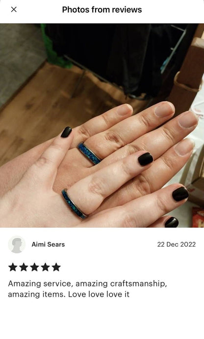 Multi Amethyst Opal, Tungsten Carbide Wedding Ring Set