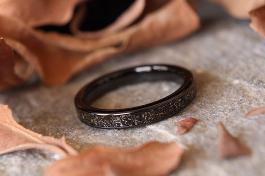 Real Meteorite Titanium Carbide Engagement Ring, Bespoke Wedding Band
