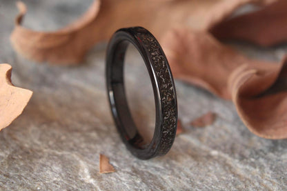 Real Meteorite Titanium Carbide Engagement Ring, Bespoke Wedding Band