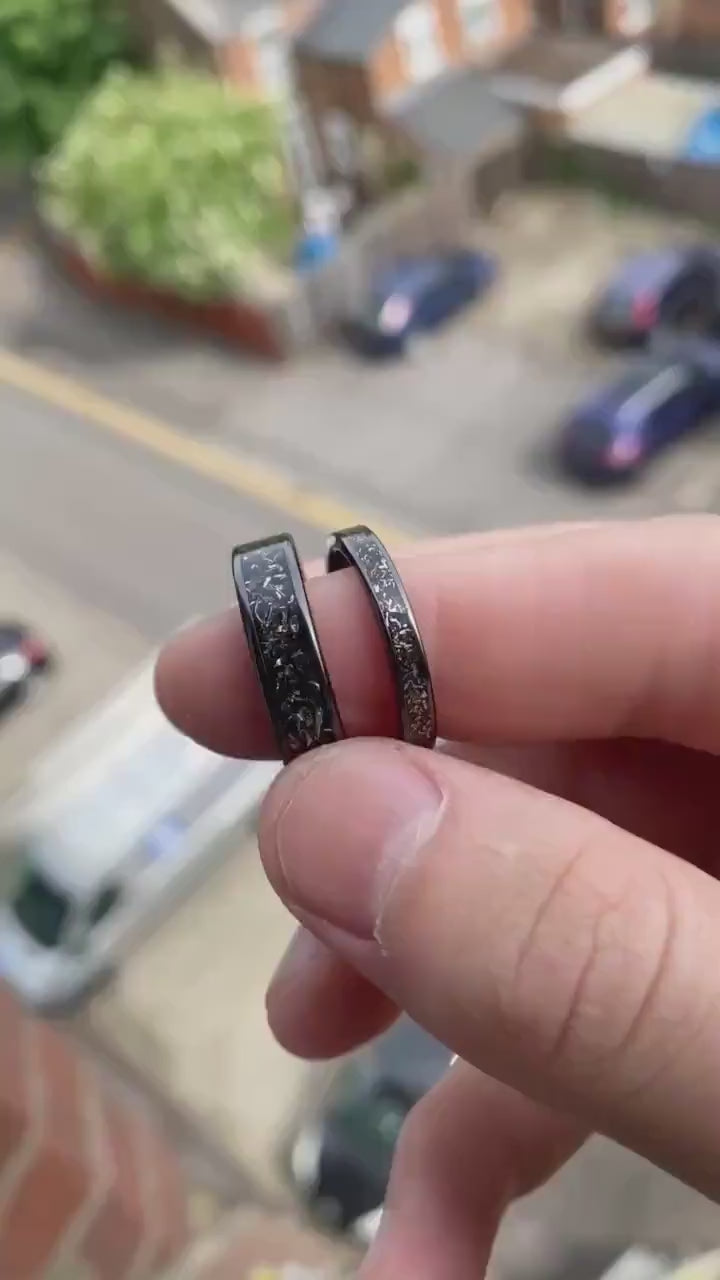 Meteorite Titanium Carbide Ring, Unique Black Wedding Band